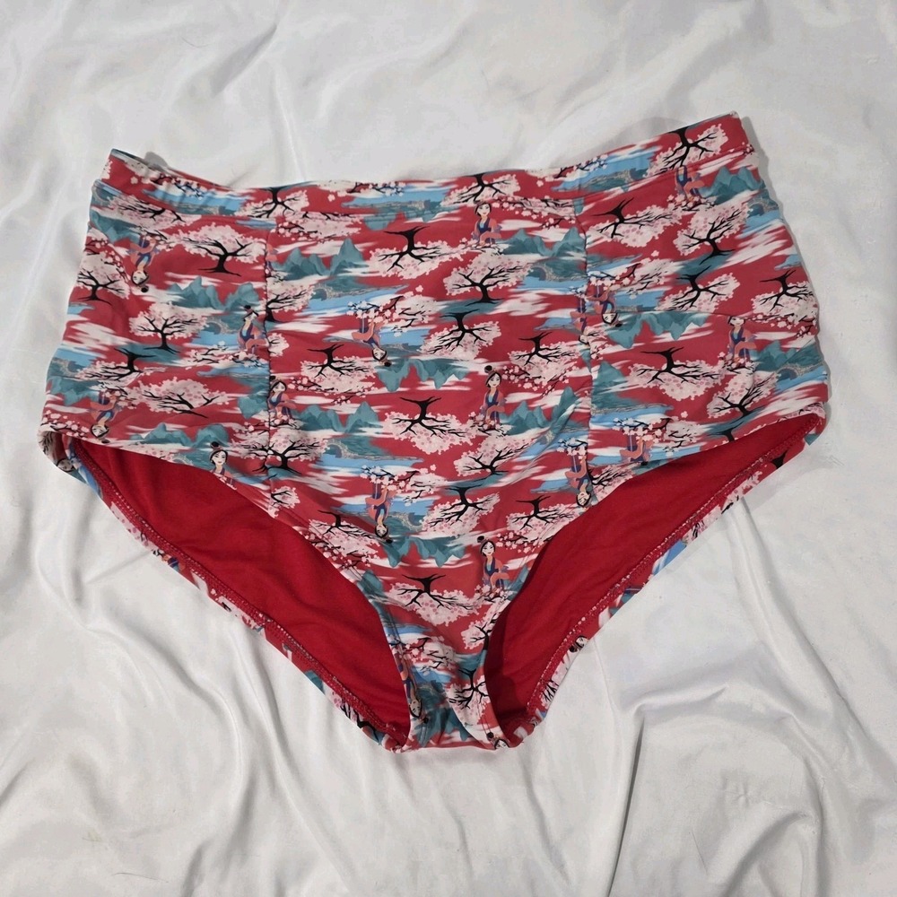 Disney Womens Mulan Swim Bikini Bottom Size 1X Asian